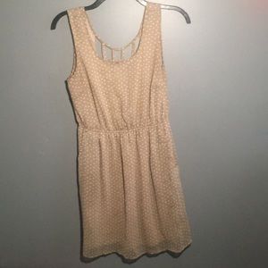 Beige && white polka dot spring dress